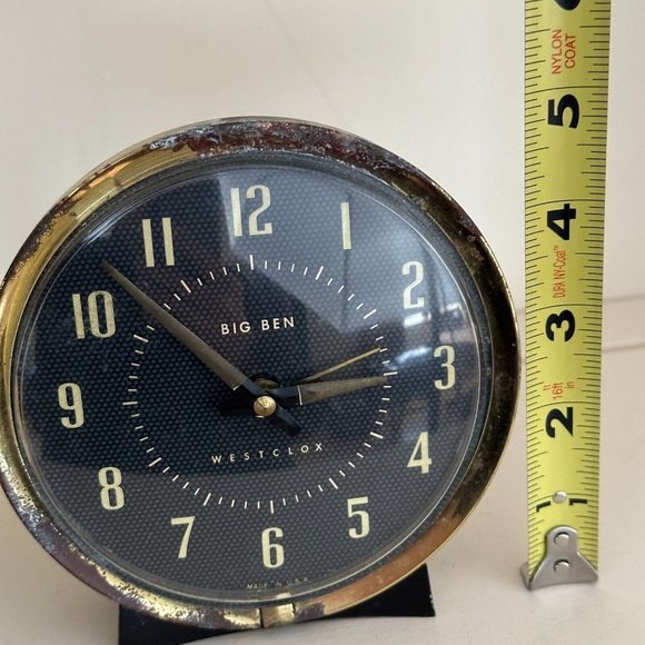 SOLD Vintage MCM Westclox Big Ben Black Gold Wind Up Round Shape Alarm Clock - Picture 16 of 16